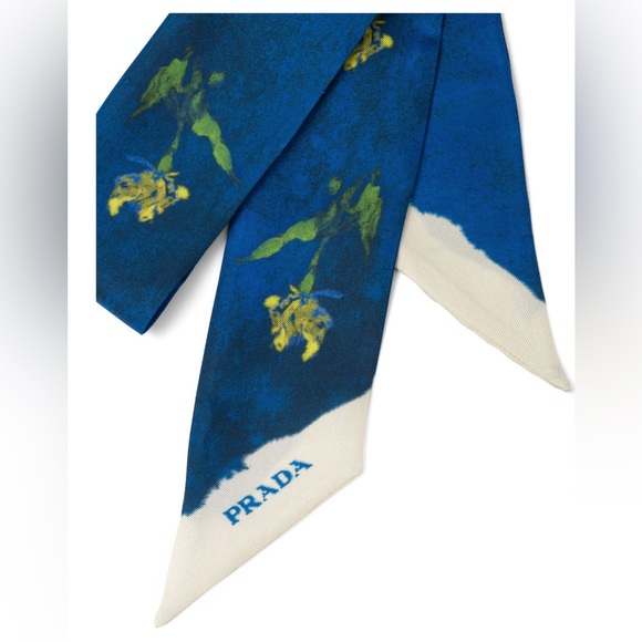 Prada Silk Iris Skinny Scarf - Picture 1 of 4
